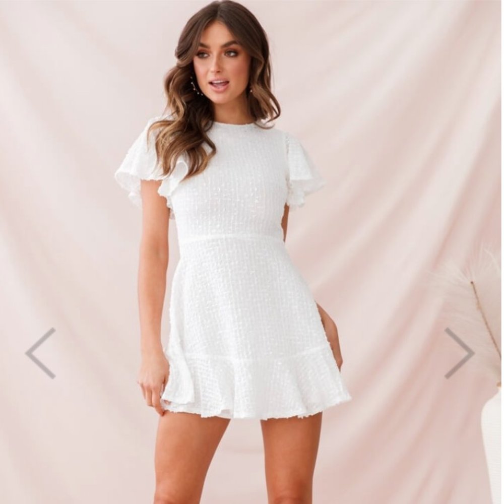 Isabelle Angel Sleeve Empire Dress White